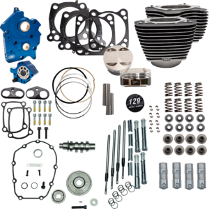 Power Pack - Oil Cooled - 550G - Wrinkle Black w/Highlight - Chrome Pushrod Tubes - 107" M8