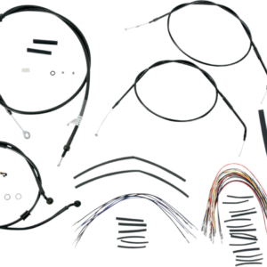 Complete Black Vinyl Handlebar Cable/Line Kit for Ape Hangers - 14" - '07-'13 Sportster
