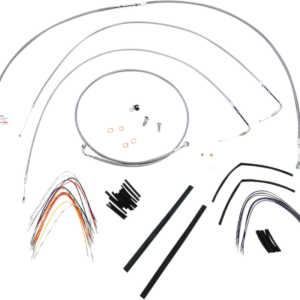 Complete Stainless Braided Handlebar Cable/Brake Line Kit - 14" Ape Hangers - '00-'06 FXST