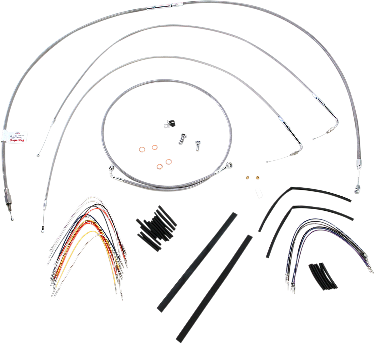 Complete Stainless Braided Handlebar Cable/Brake Line Kit - 14" Ape Hangers - '00-'06 FXST
