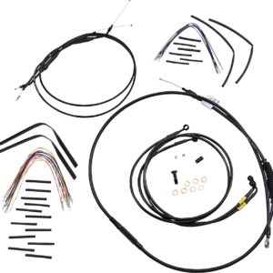 Complete Black Vinyl Handlebar Cable/Line Kit for Ape Hangers - 16" - '96-'05 FXD