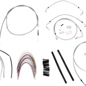Complete Stainless Braided Handlebar Cable/Brake Line Kit - 16" Ape Hangers- '08-'13 Touring