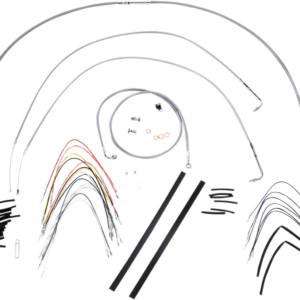 Complete Stainless Braided Handlebar Cable/Brake Line Kit - 14" Ape Hangers - '07-'10 FLST