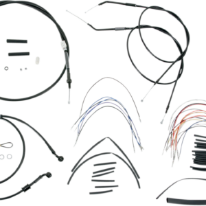 Complete Black Vinyl Handlebar Cable/Line Kit for Ape Hangers - 16" - '07-'13 Sportster