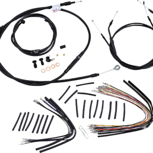 Complete Black Vinyl Handlebar Cable/Line Kit for Ape Hangers - 16" - '07-'11 FXDWG