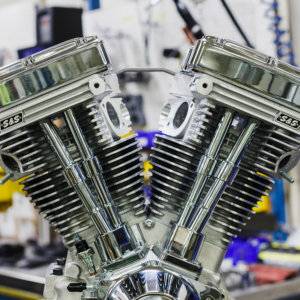 V124 Long Block Engine - Chrome/Natural - Big Twin | Custom Chasis w/Alternator-Style Primary